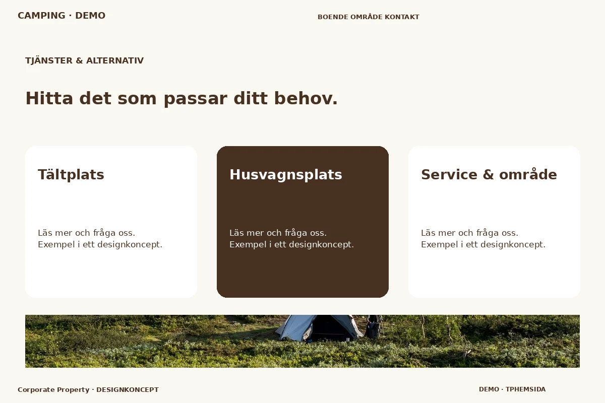 Corporate Property – Tjänster & alternativ för camping