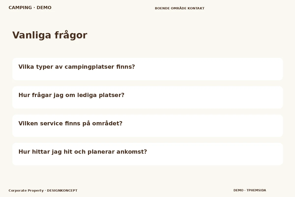 Corporate Property – Vanliga frågor för camping