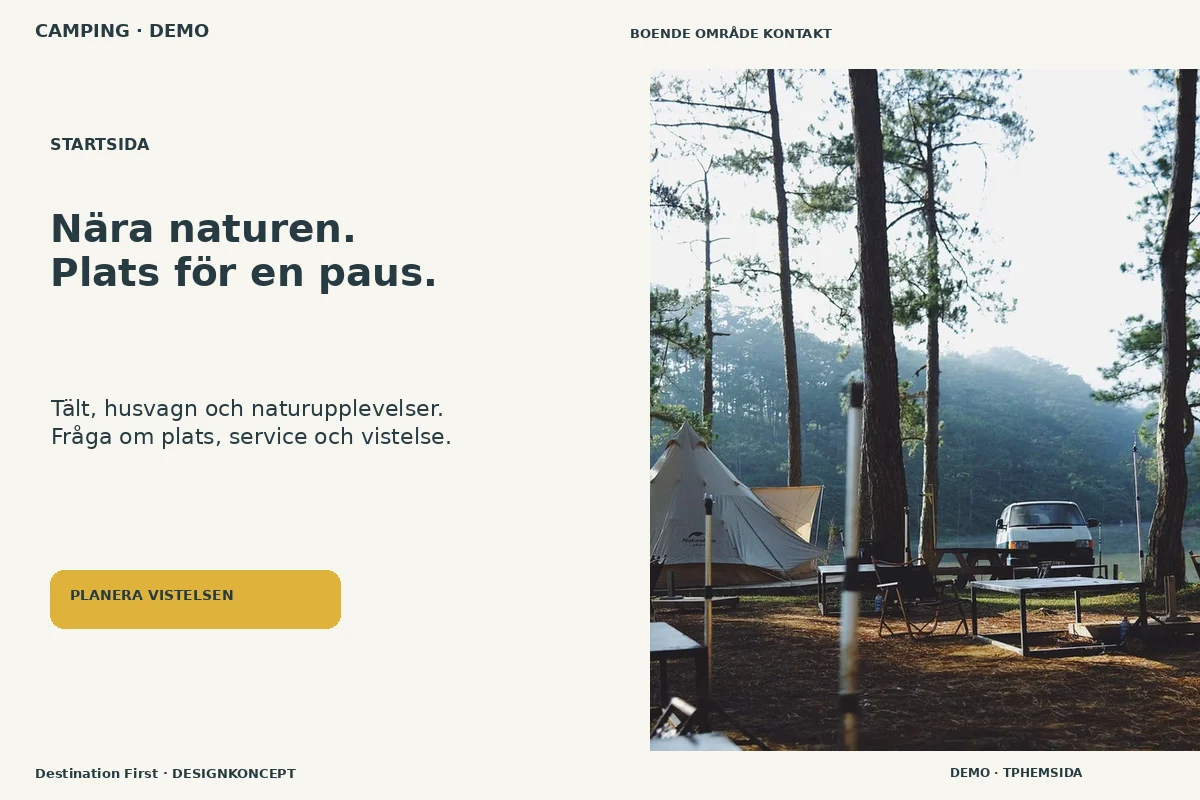 Destination First – Startsida för camping