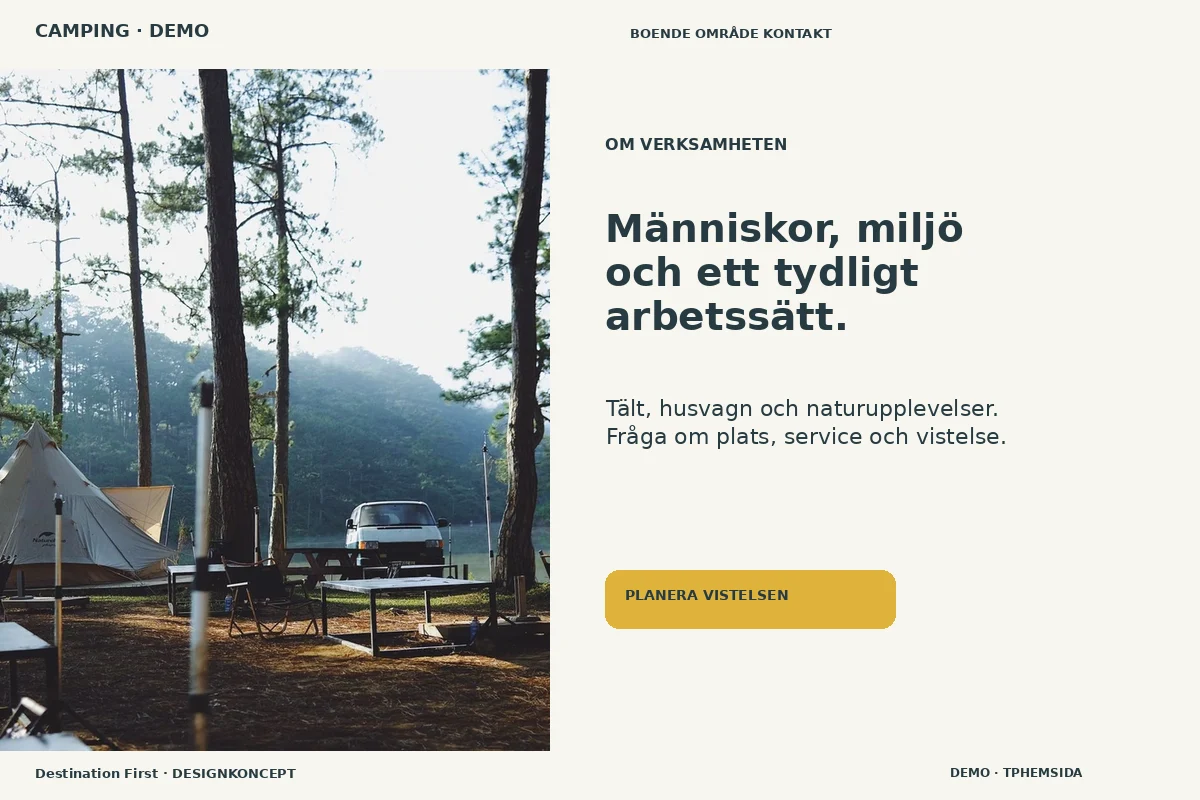 Destination First – Om verksamheten för camping