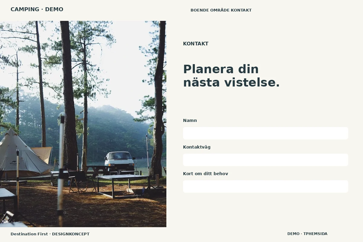 Destination First – Kontakt för camping