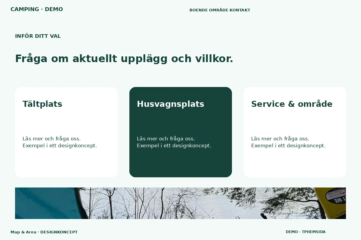 Map & Area – Alternativ & villkor för camping