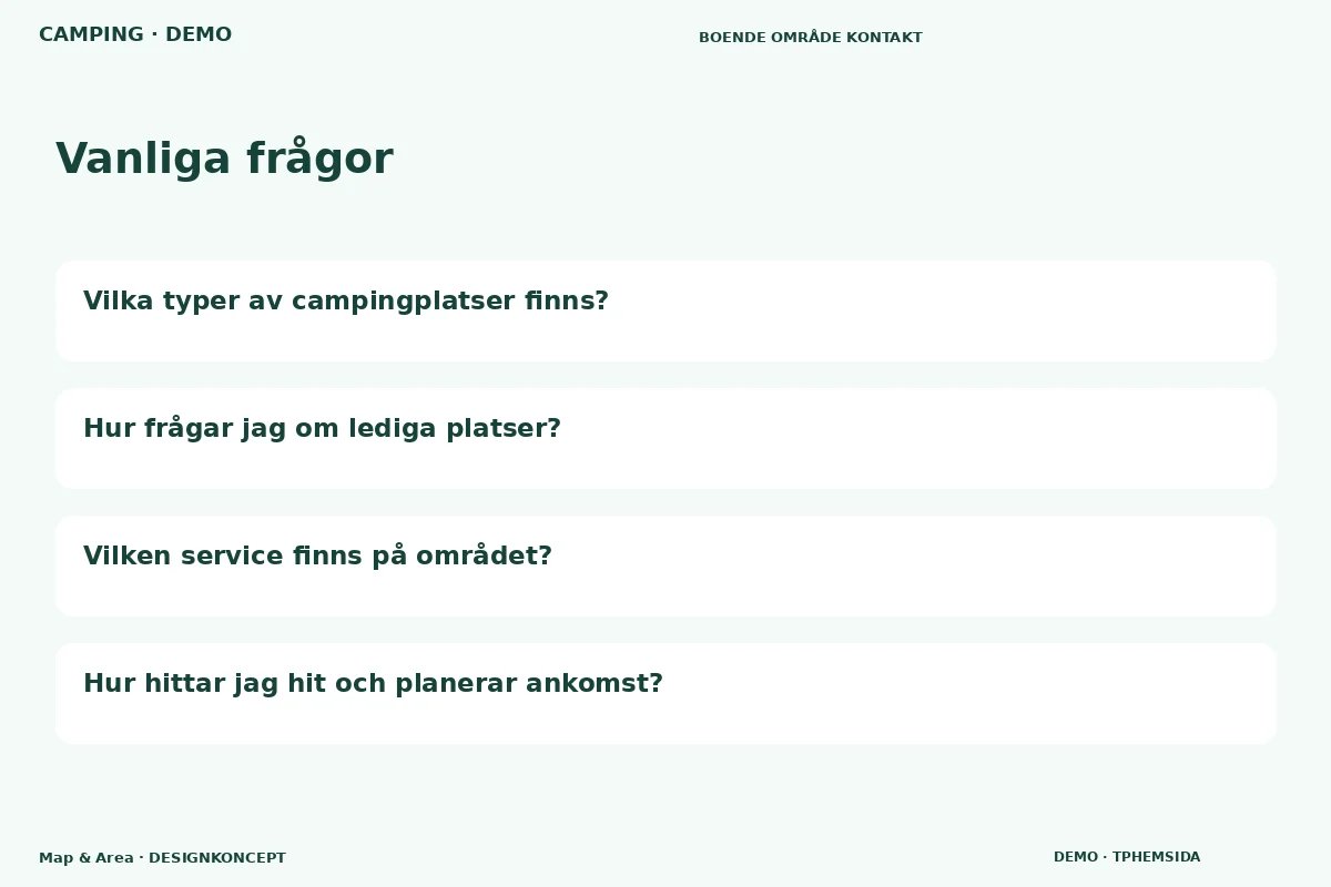 Map & Area – Vanliga frågor för camping