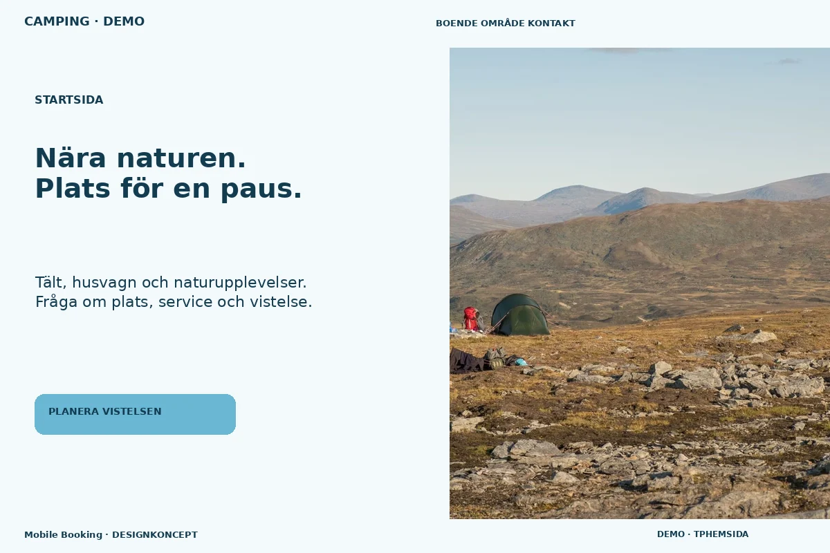 Mobile Booking – Startsida för camping
