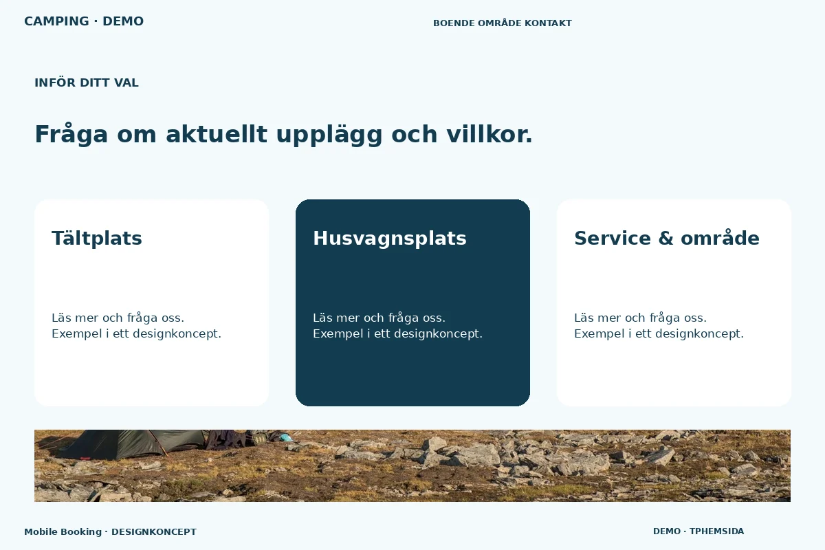 Mobile Booking – Alternativ & villkor för camping