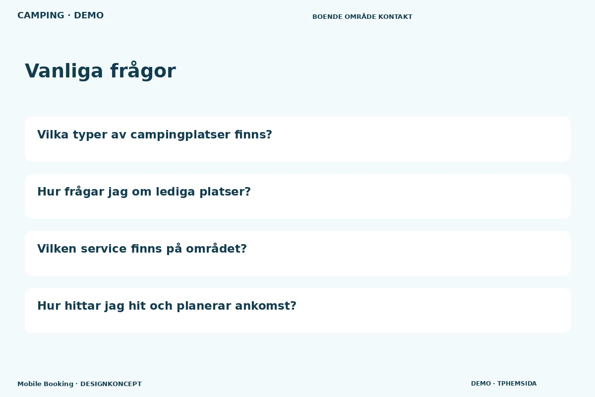 Mobile Booking – Vanliga frågor för camping