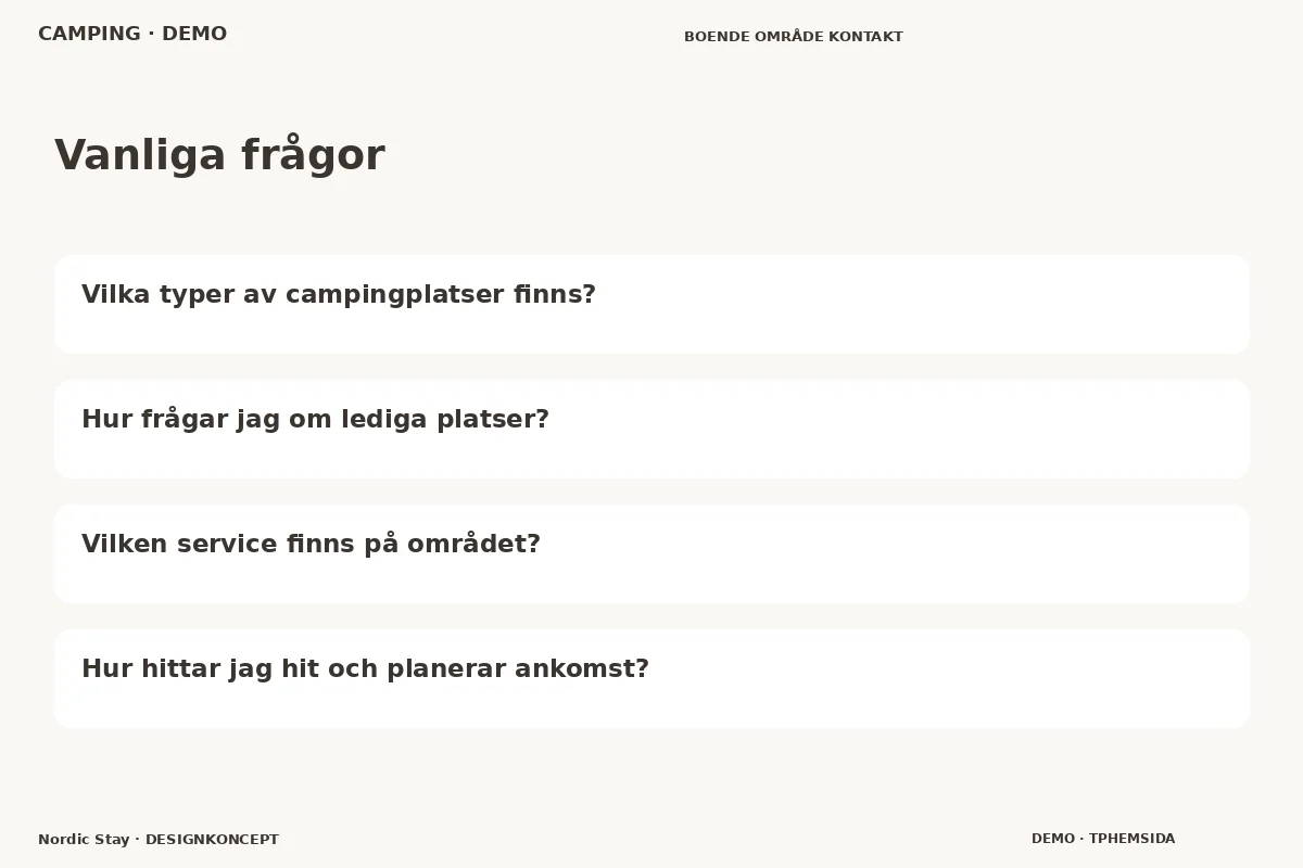 Nordic Stay – Vanliga frågor för camping