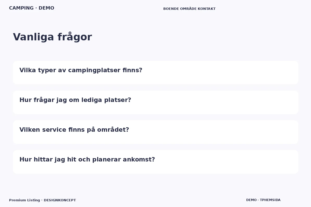 Premium Listing – Vanliga frågor för camping