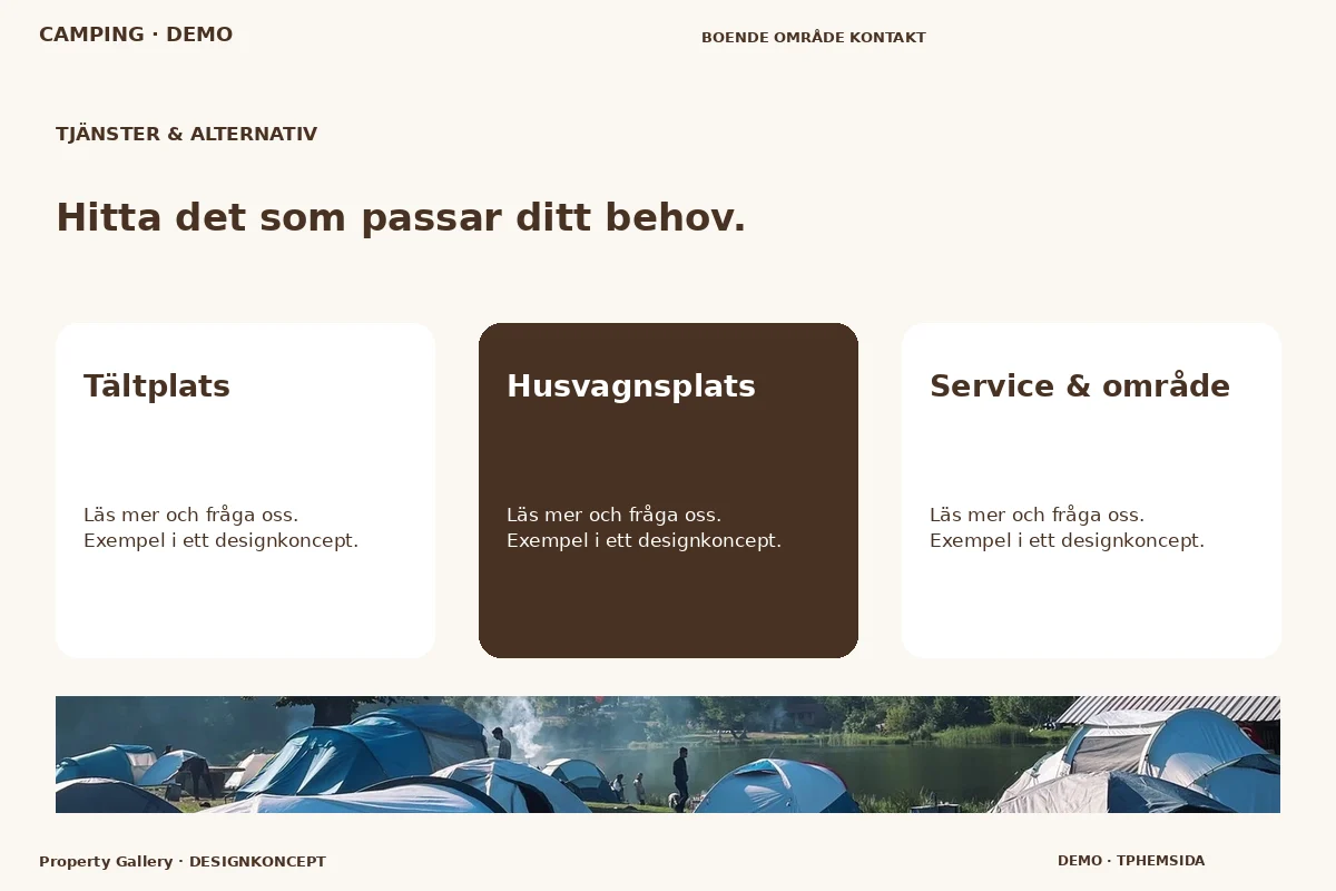 Property Gallery – Tjänster & alternativ för camping