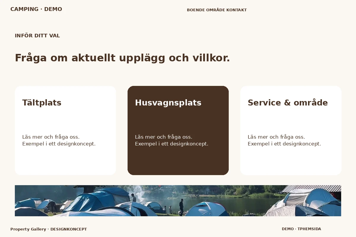 Property Gallery – Alternativ & villkor för camping