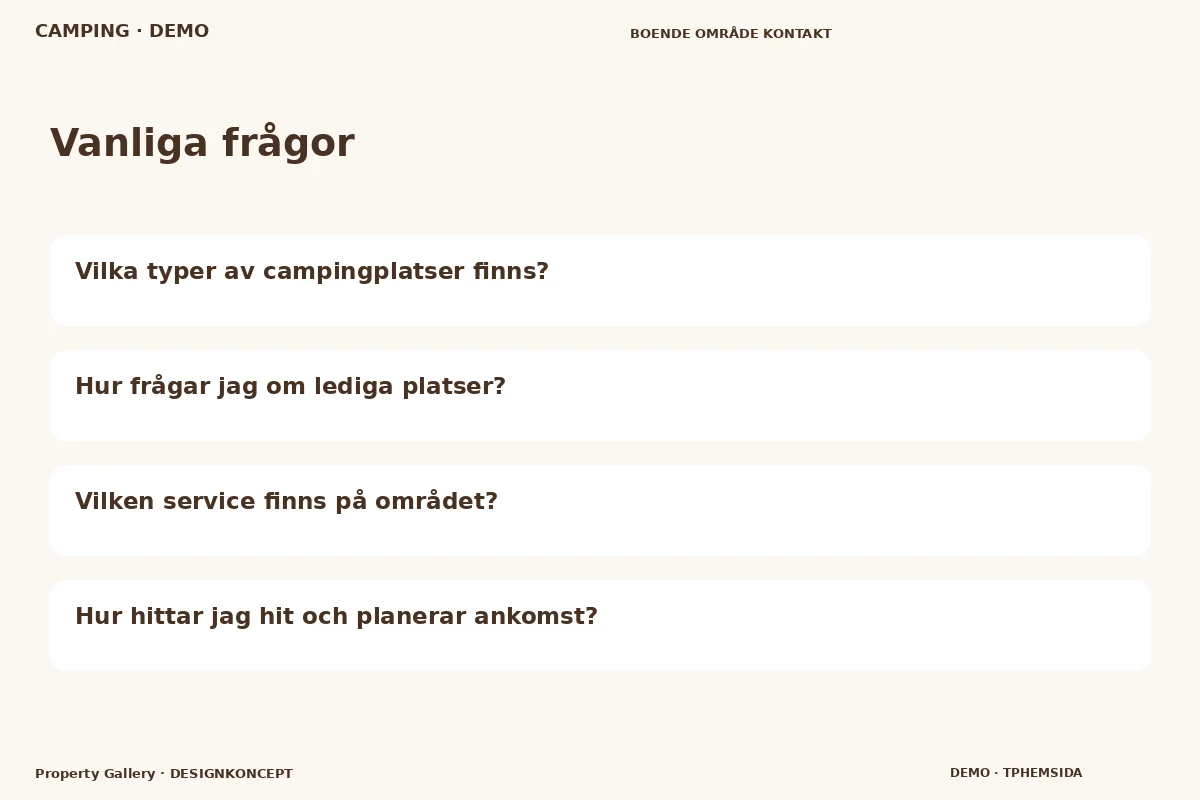 Property Gallery – Vanliga frågor för camping