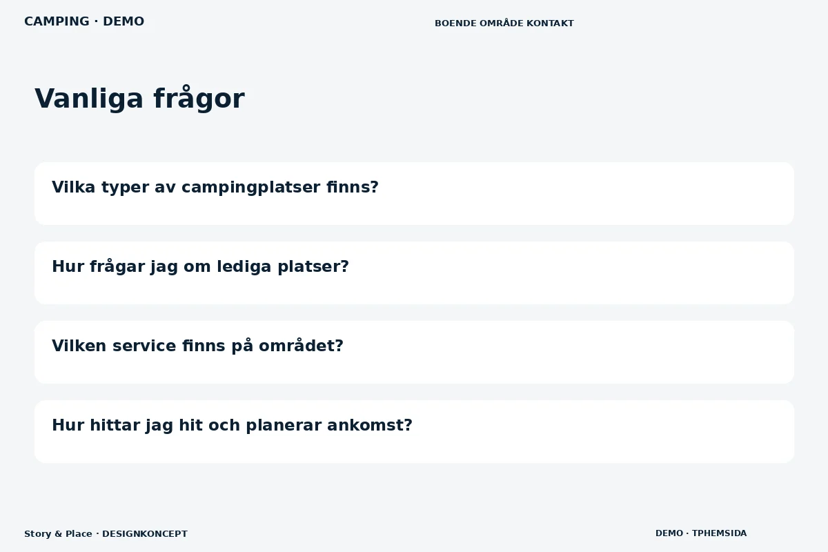 Story & Place – Vanliga frågor för camping