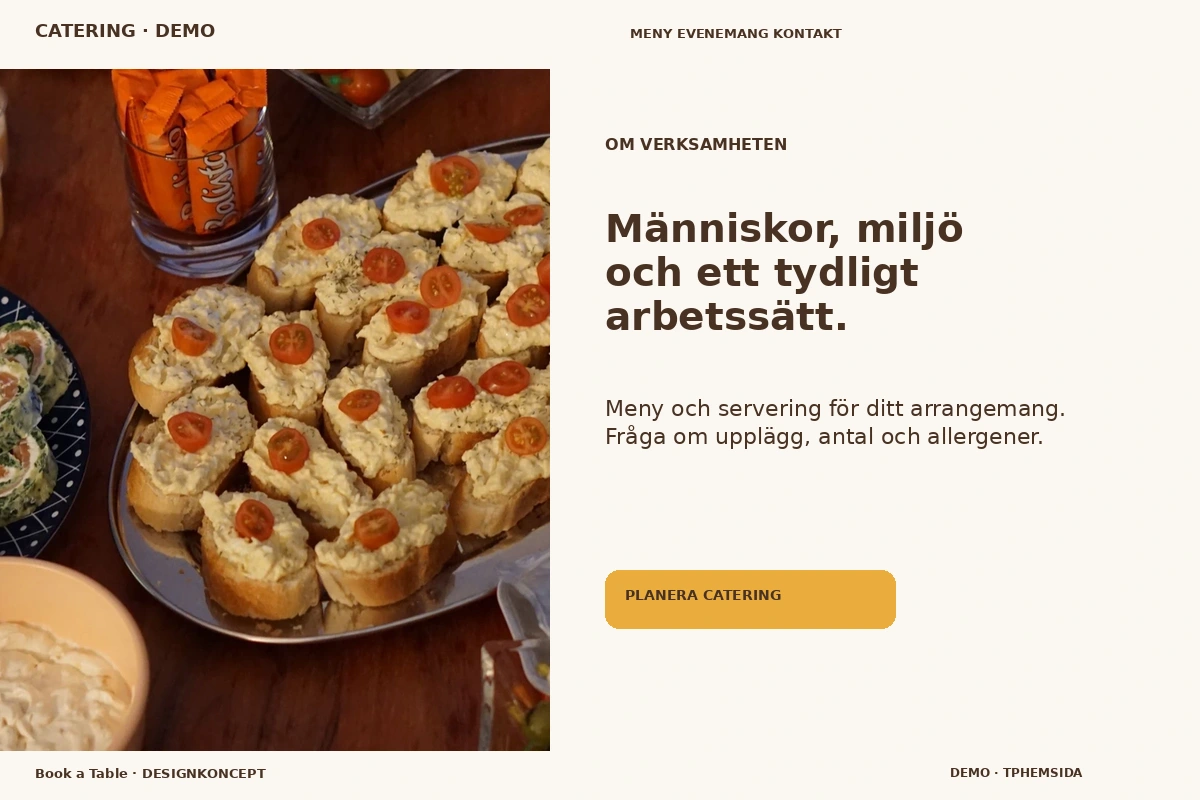 Book a Table – Om verksamheten för catering
