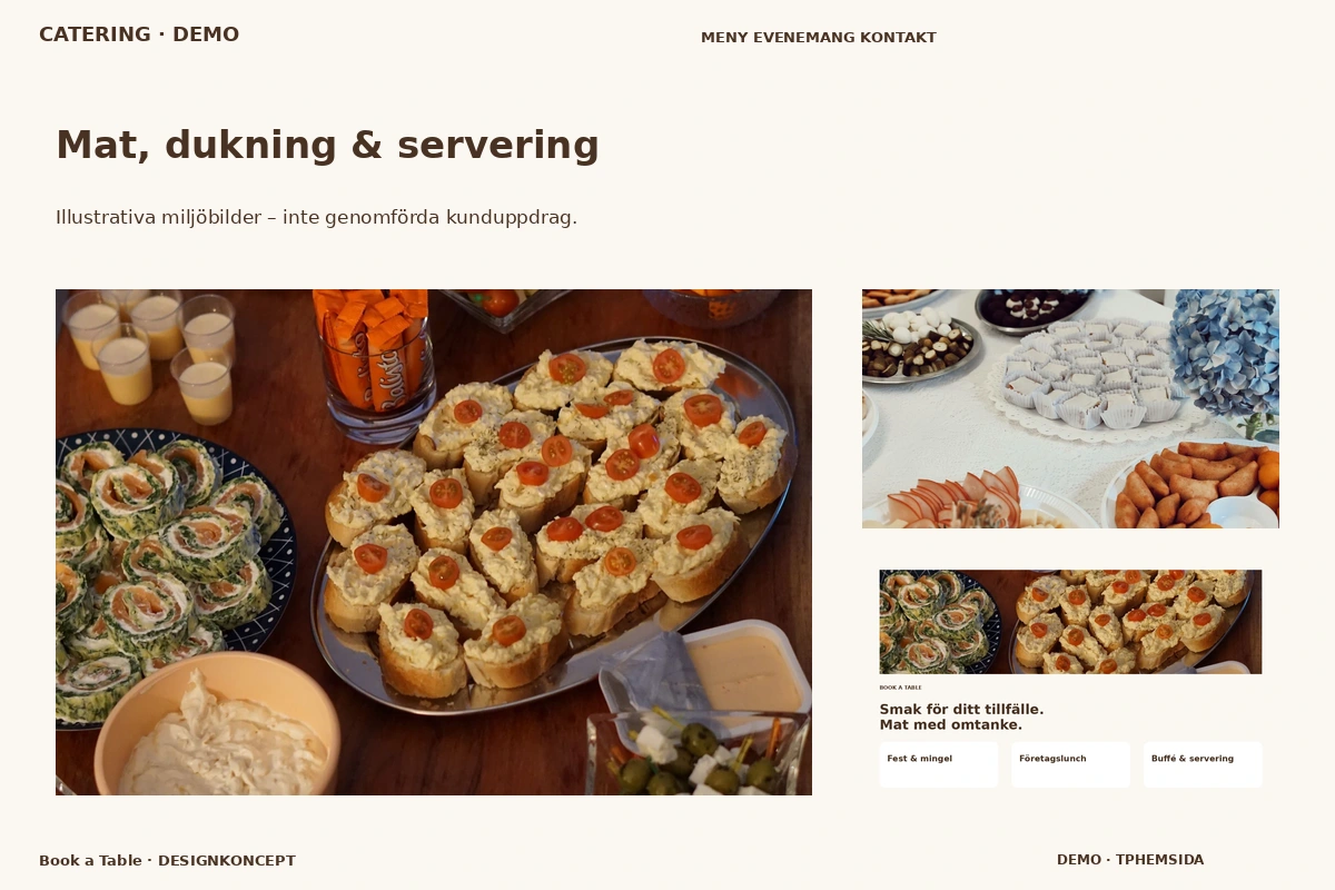 Book a Table – Mat, dukning & servering för catering