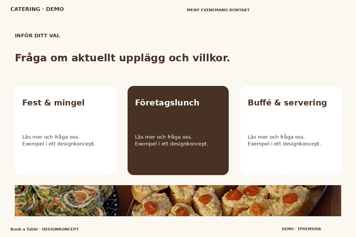 Book a Table – Alternativ & villkor för catering