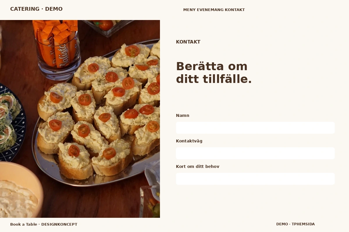 Book a Table – Kontakt för catering