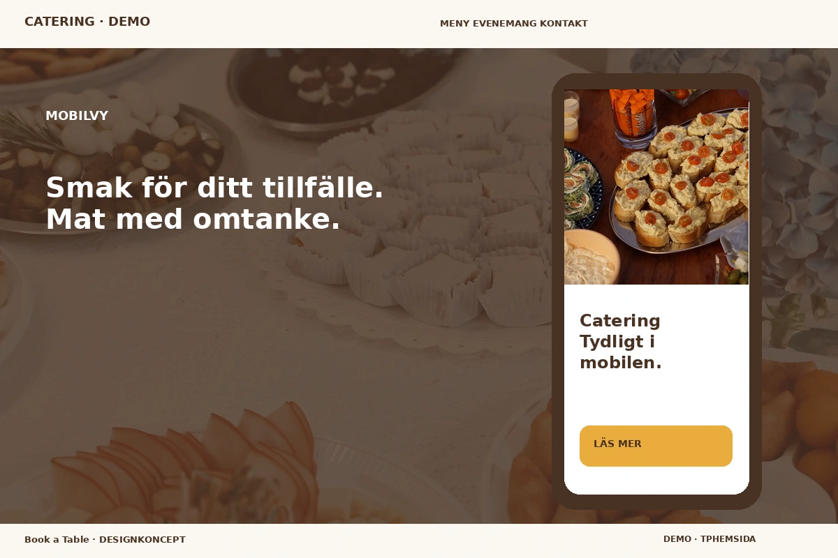 Book a Table – Mobilvy för catering
