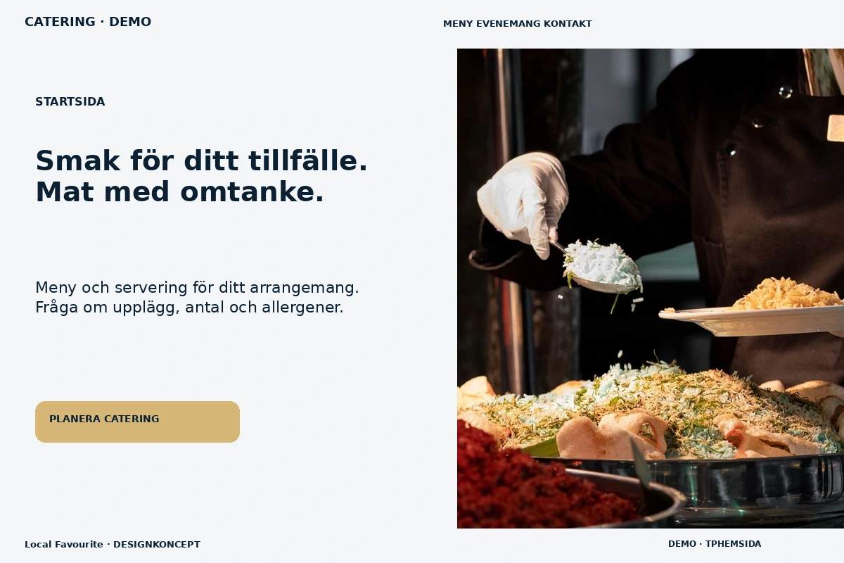 Local Favourite – Startsida för catering
