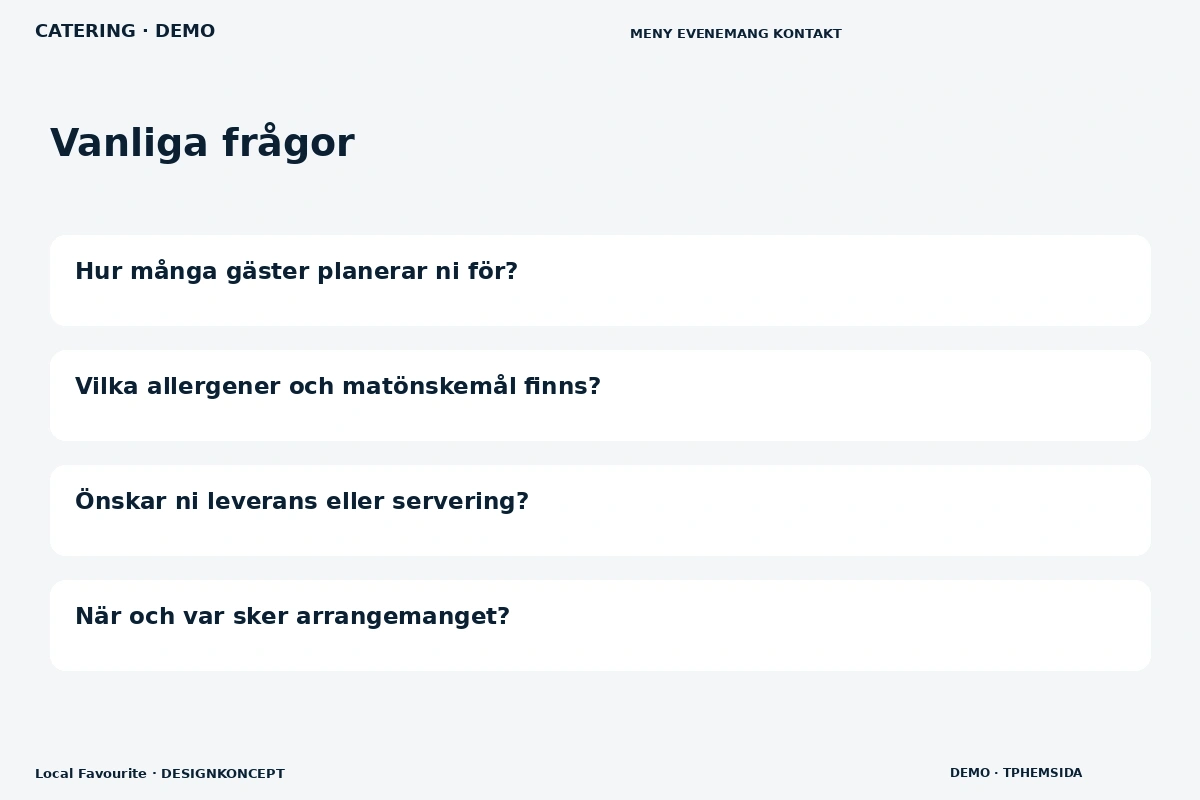 Local Favourite – Vanliga frågor för catering