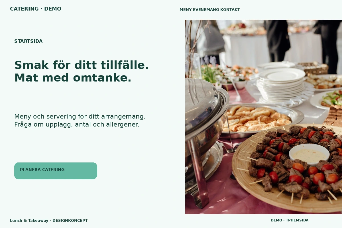 Lunch & Takeaway – Startsida för catering