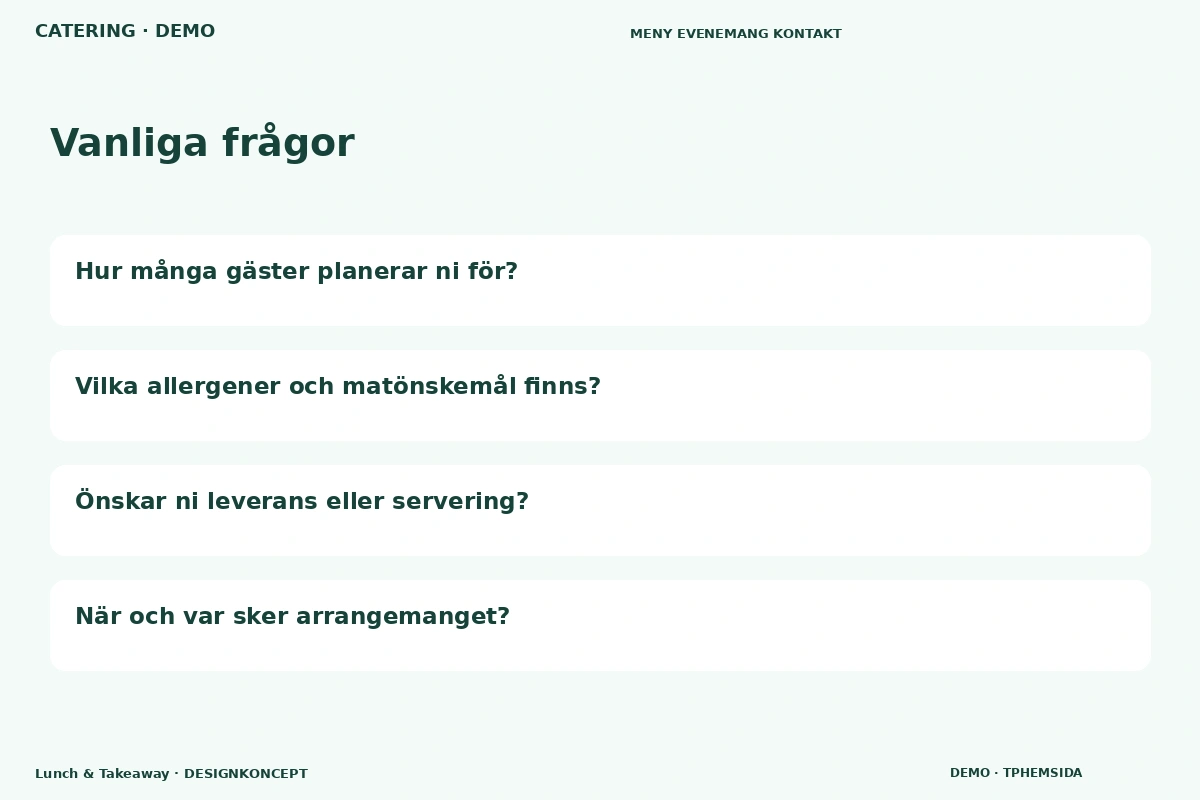 Lunch & Takeaway – Vanliga frågor för catering