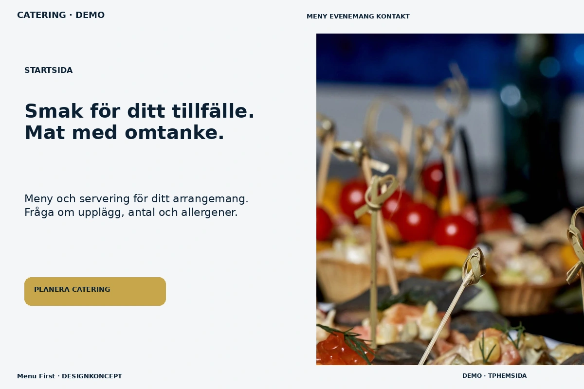 Menu First – Startsida för catering