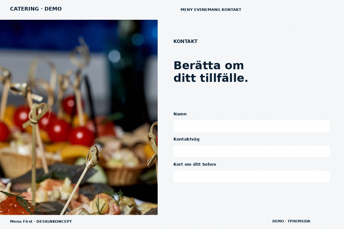 Menu First – Kontakt för catering