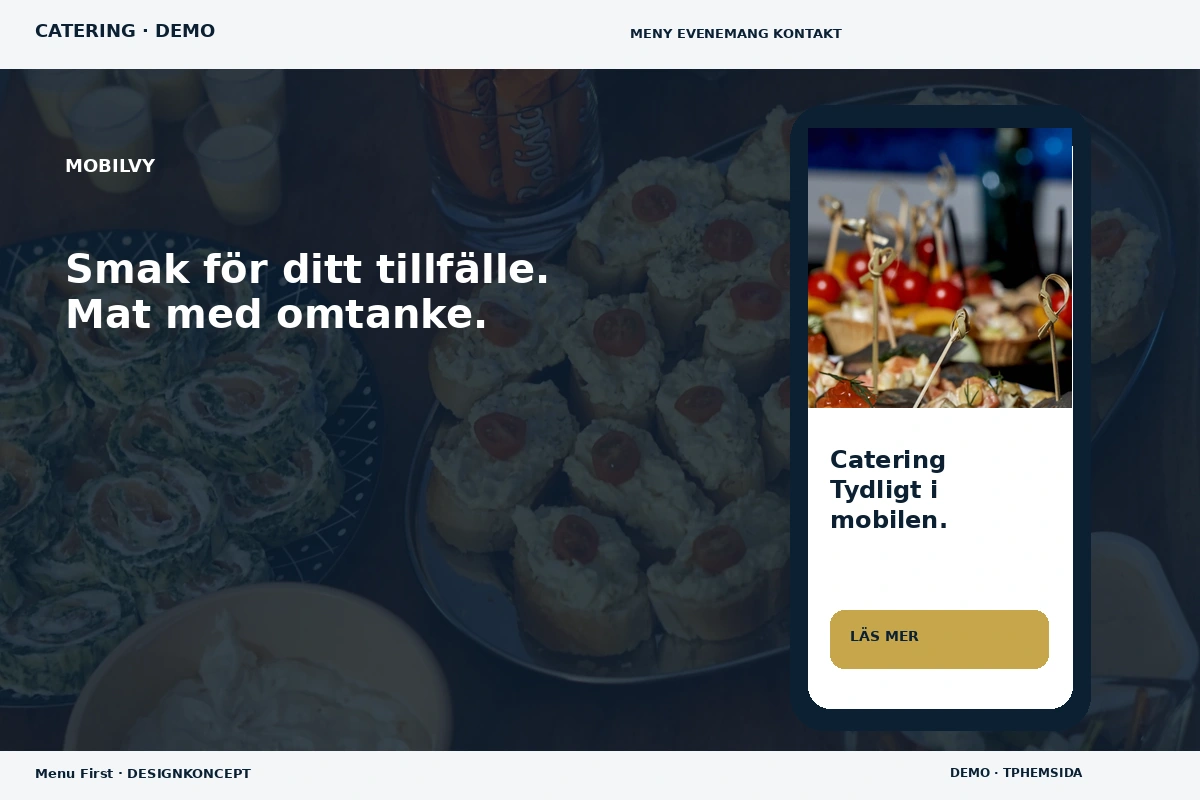Menu First – Mobilvy för catering