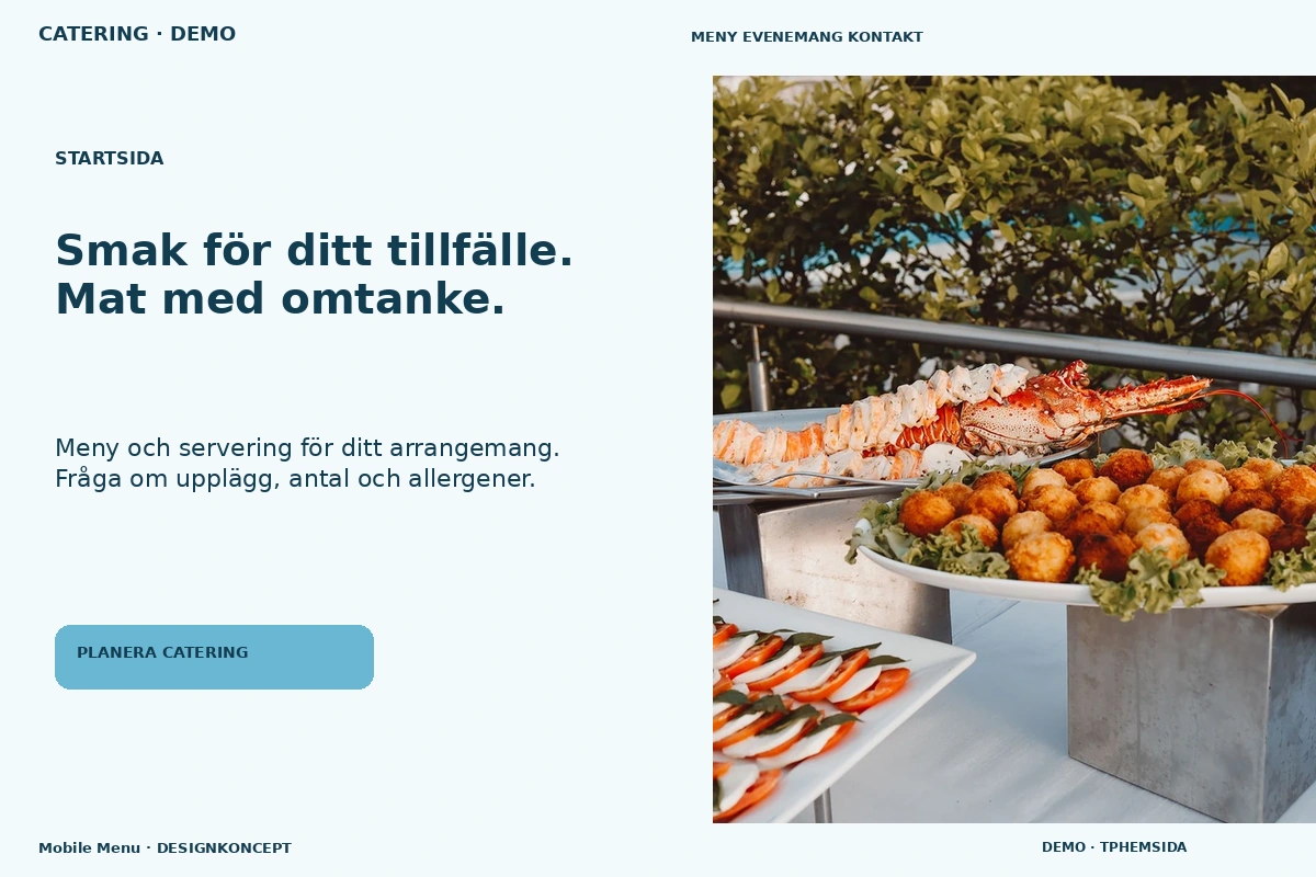 Mobile Menu – Startsida för catering