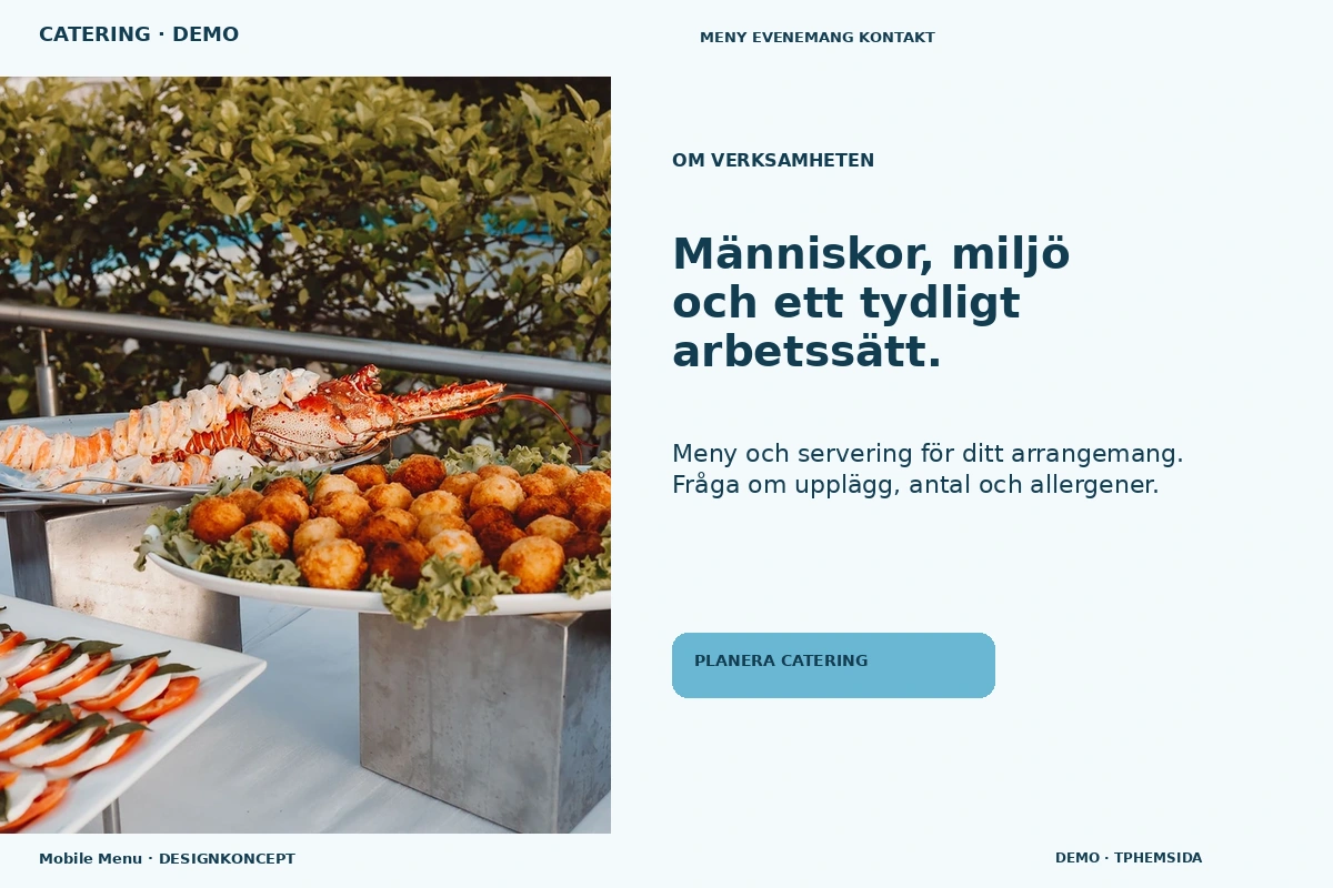 Mobile Menu – Om verksamheten för catering