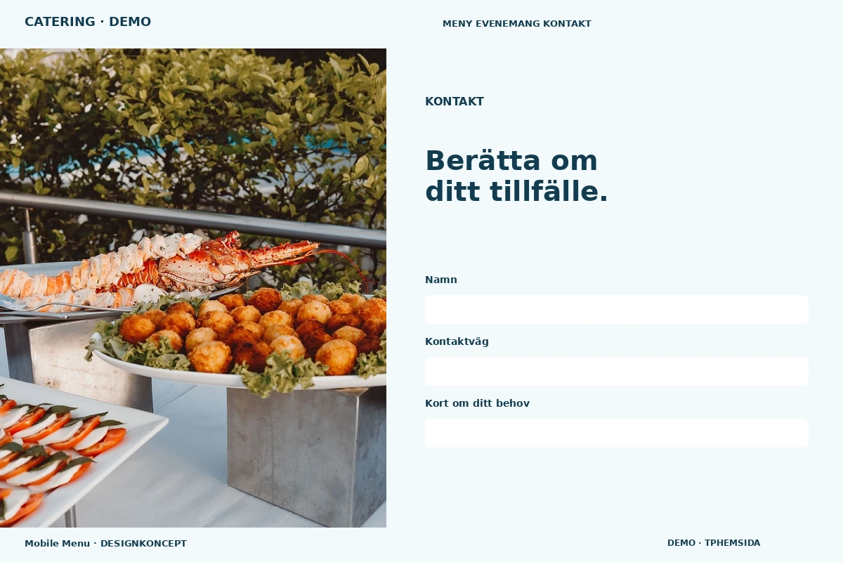 Mobile Menu – Kontakt för catering