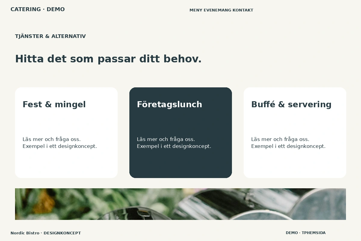 Nordic Bistro – Tjänster & alternativ för catering