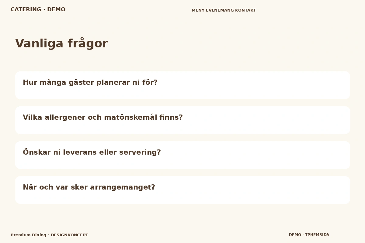 Premium Dining – Vanliga frågor för catering