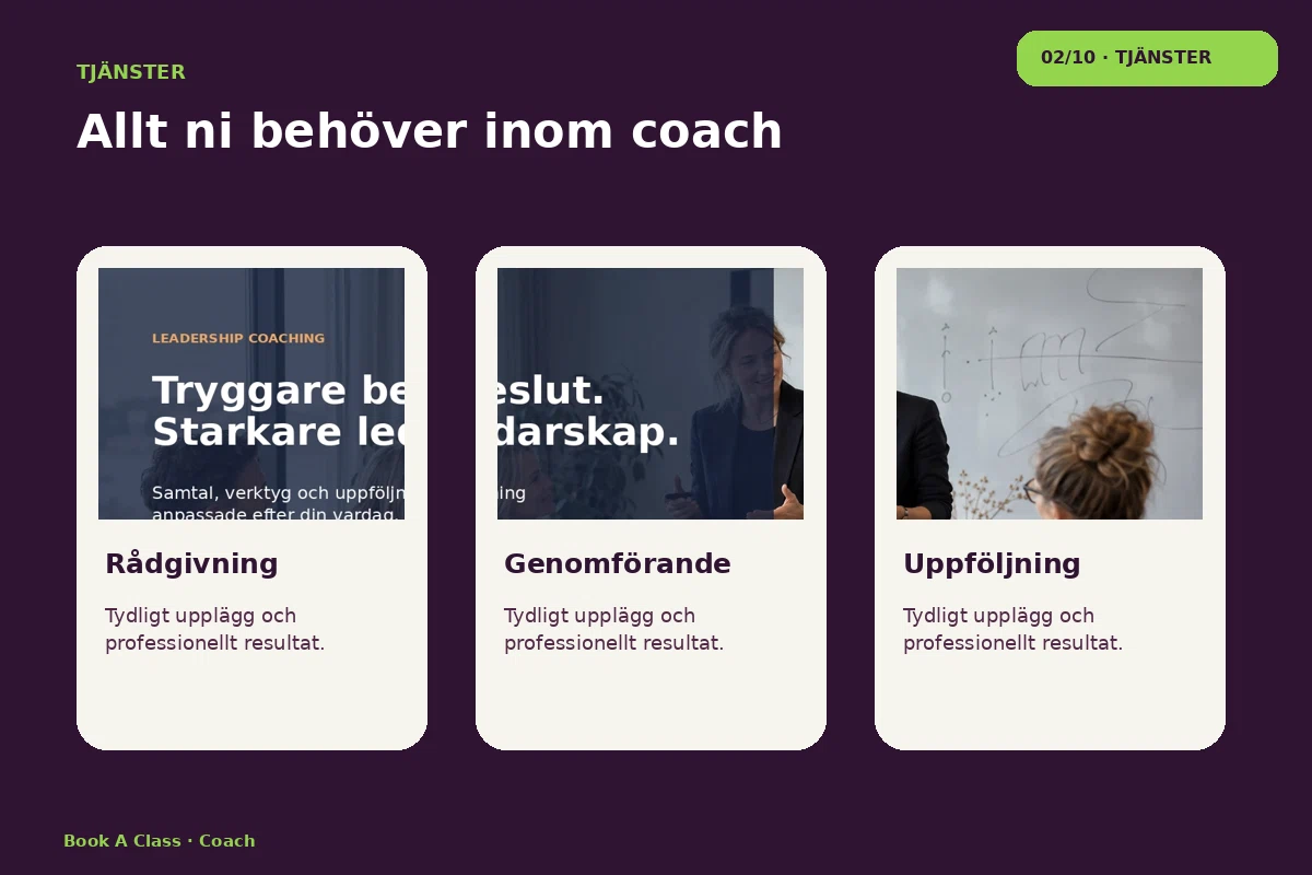 Book a Class – Tjänster för coach