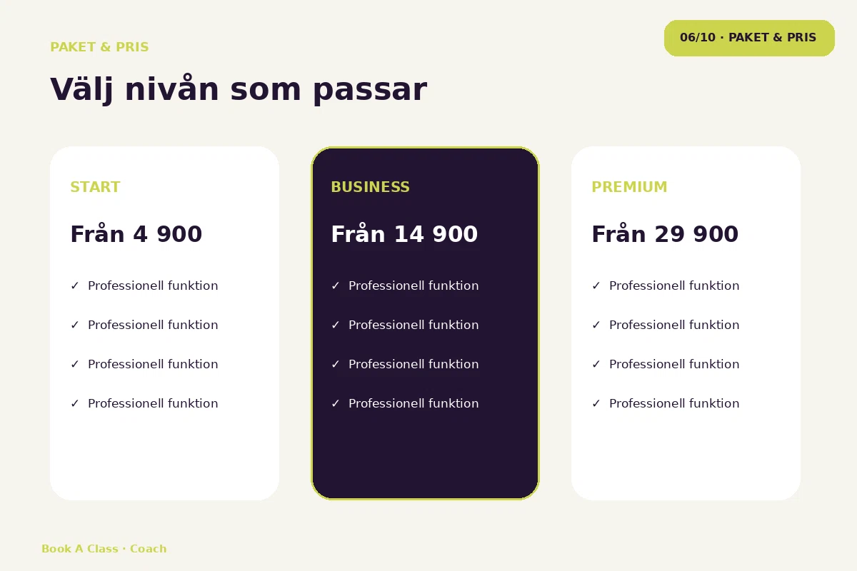 Book a Class – Paket & pris för coach