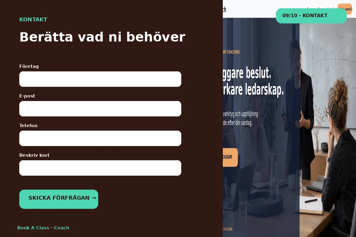 Book a Class – Kontakt för coach