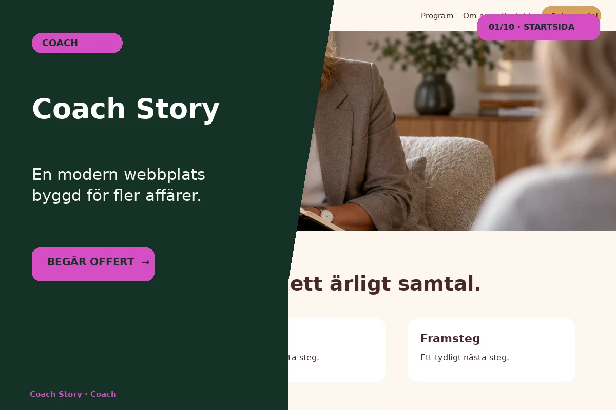 Coach Story – designförslag för coach
