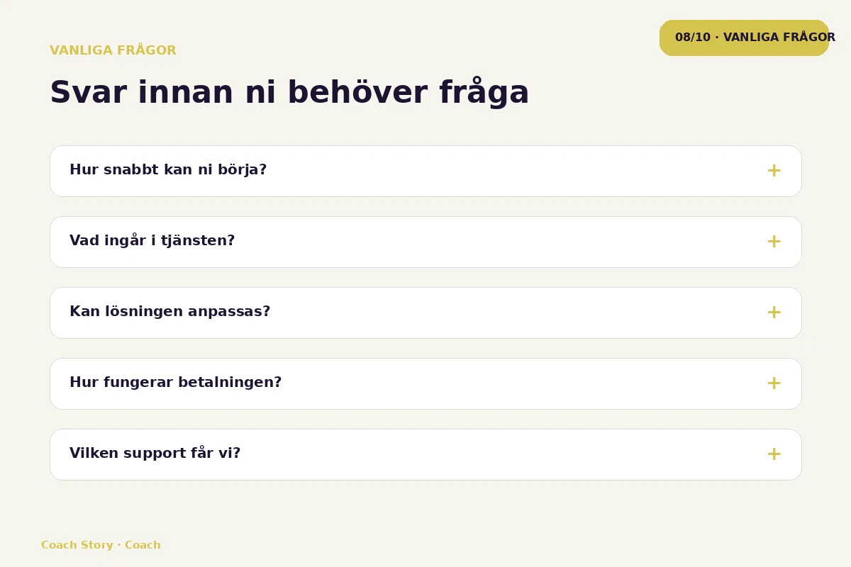 Coach Story – Vanliga frågor för coach