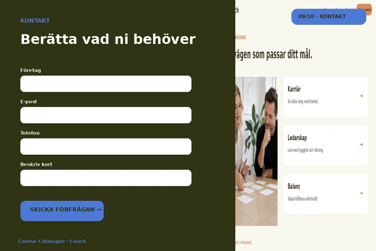 Course Catalogue – Kontakt för coach