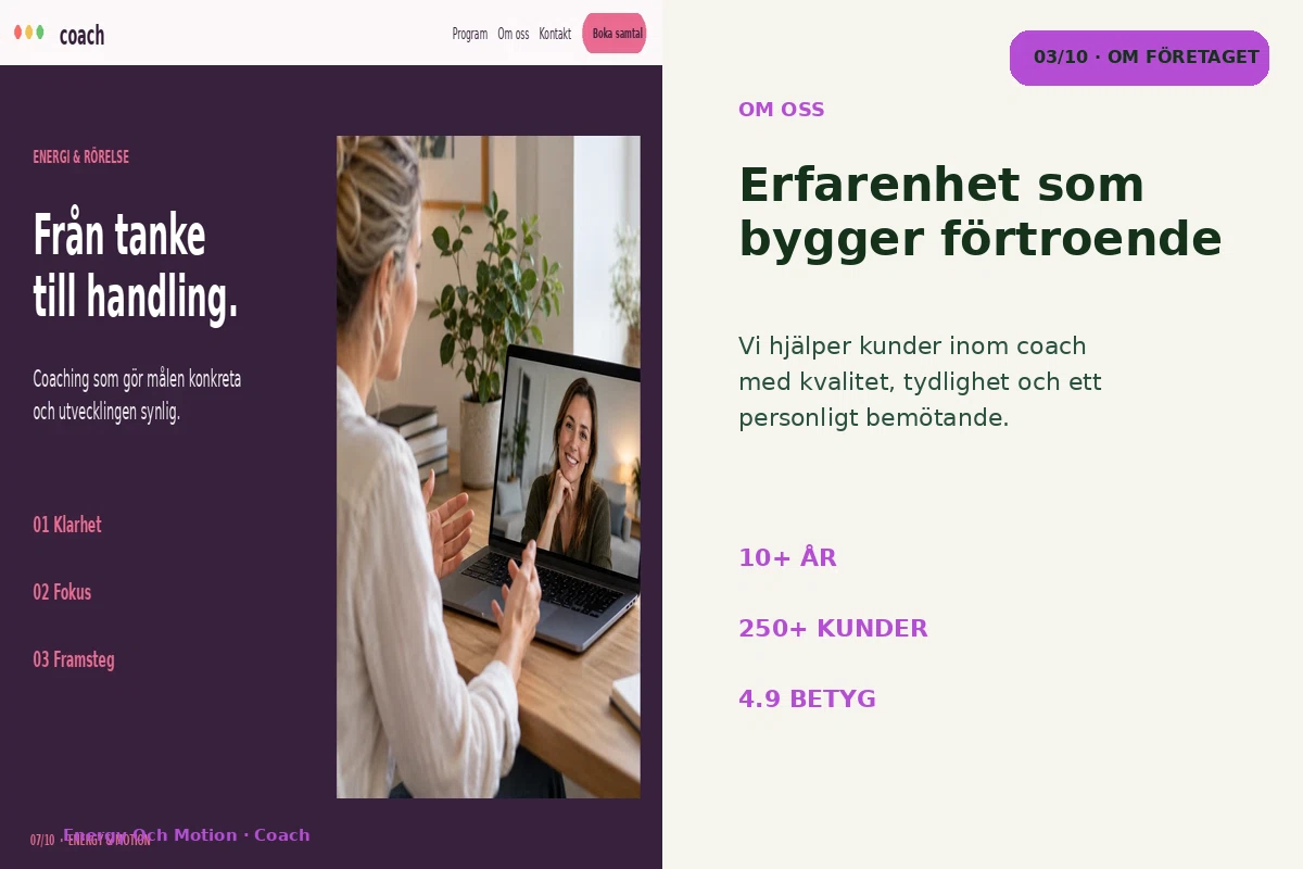 Energy & Motion – Om företaget för coach