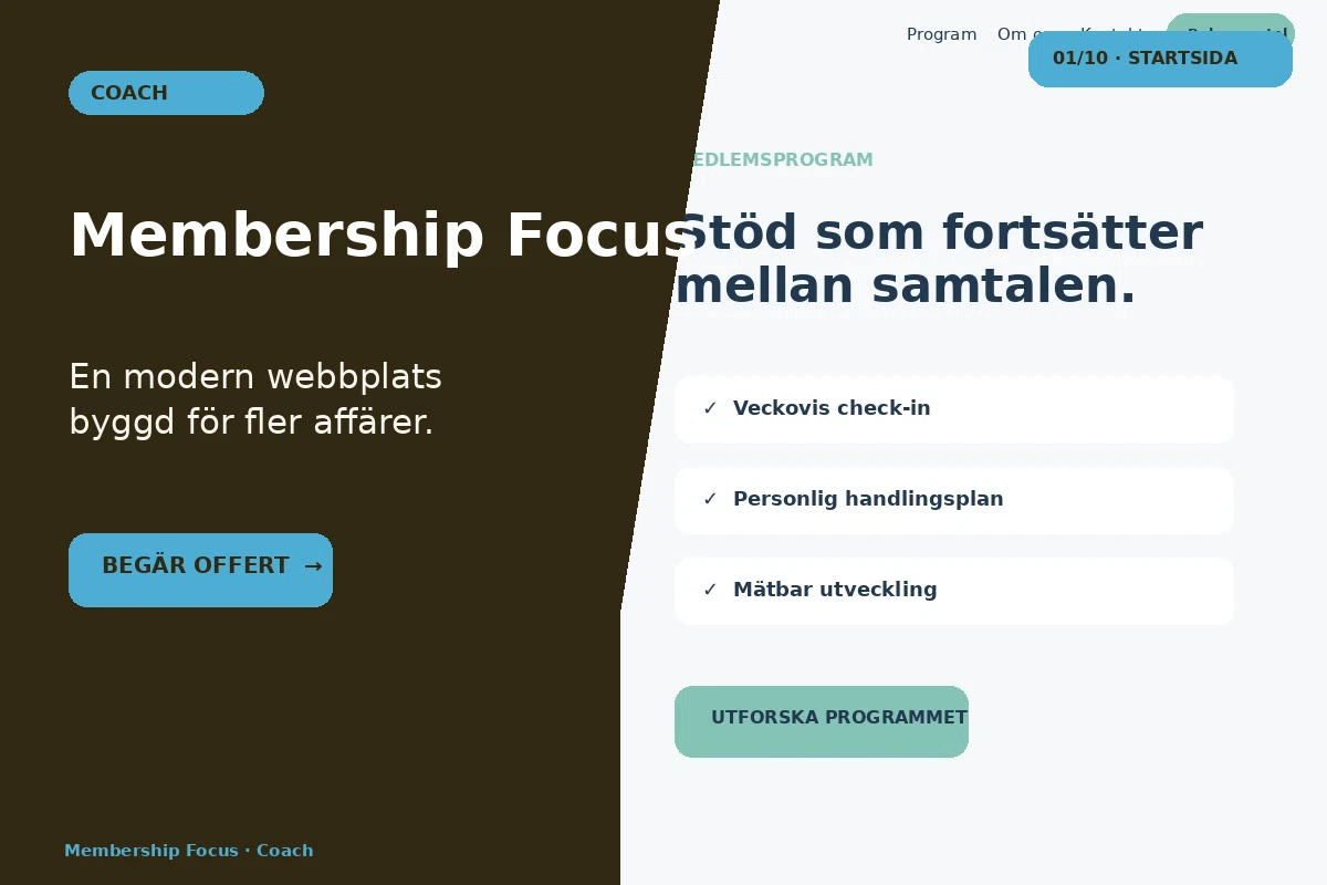 Membership Focus – designförslag för coach