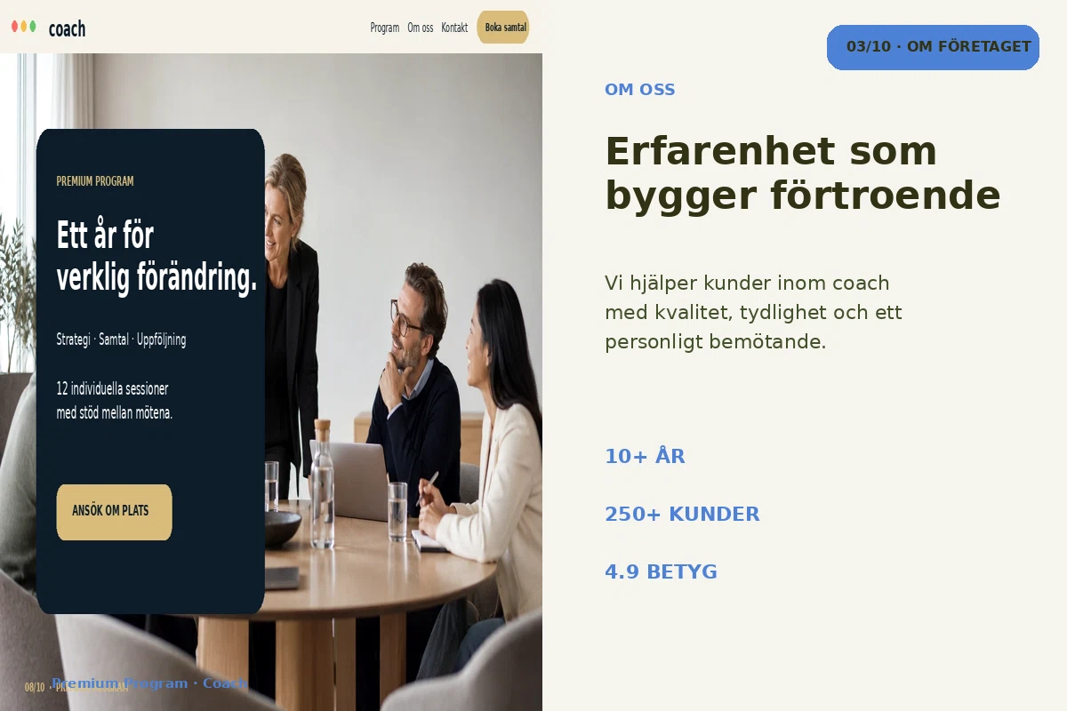 Premium Program – Om företaget för coach