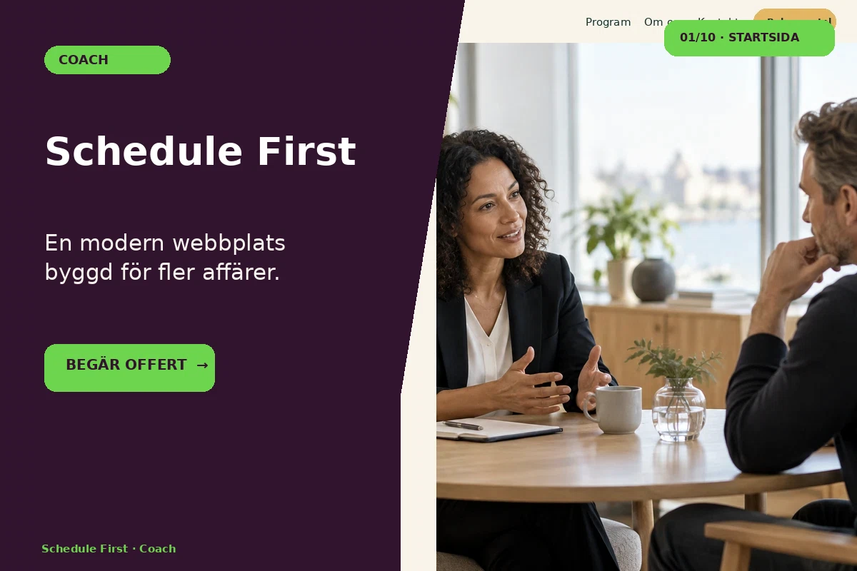 Schedule First – designförslag för coach