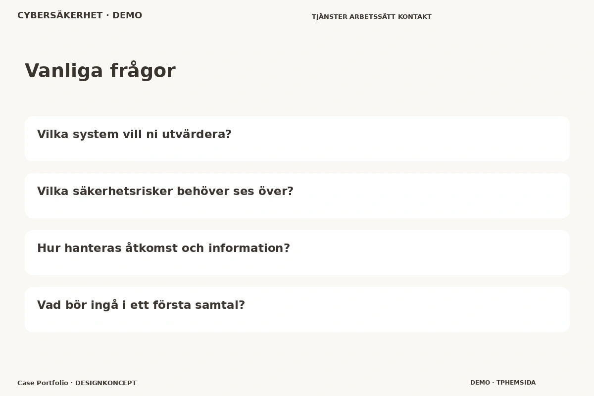 Case Portfolio – Vanliga frågor för cybersäkerhet