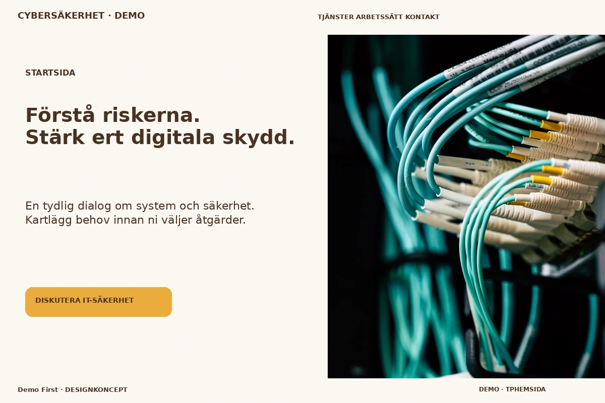 Demo First – Startsida för cybersäkerhet