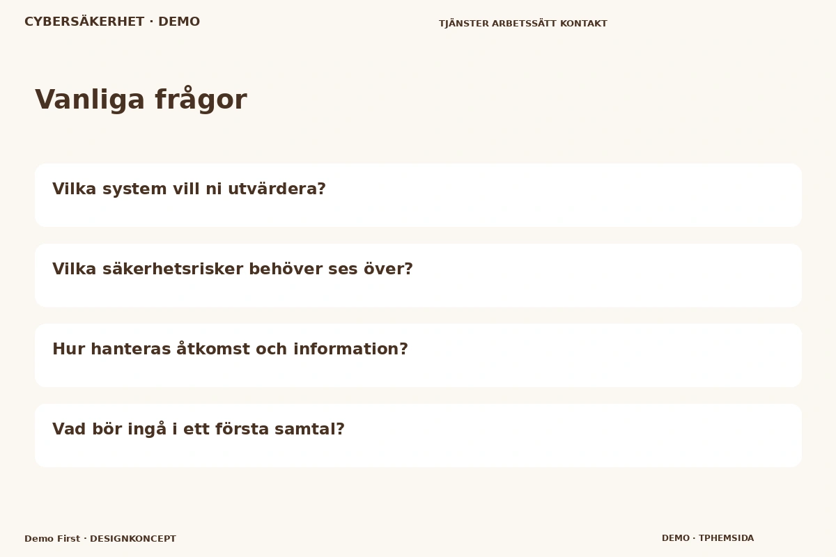 Demo First – Vanliga frågor för cybersäkerhet
