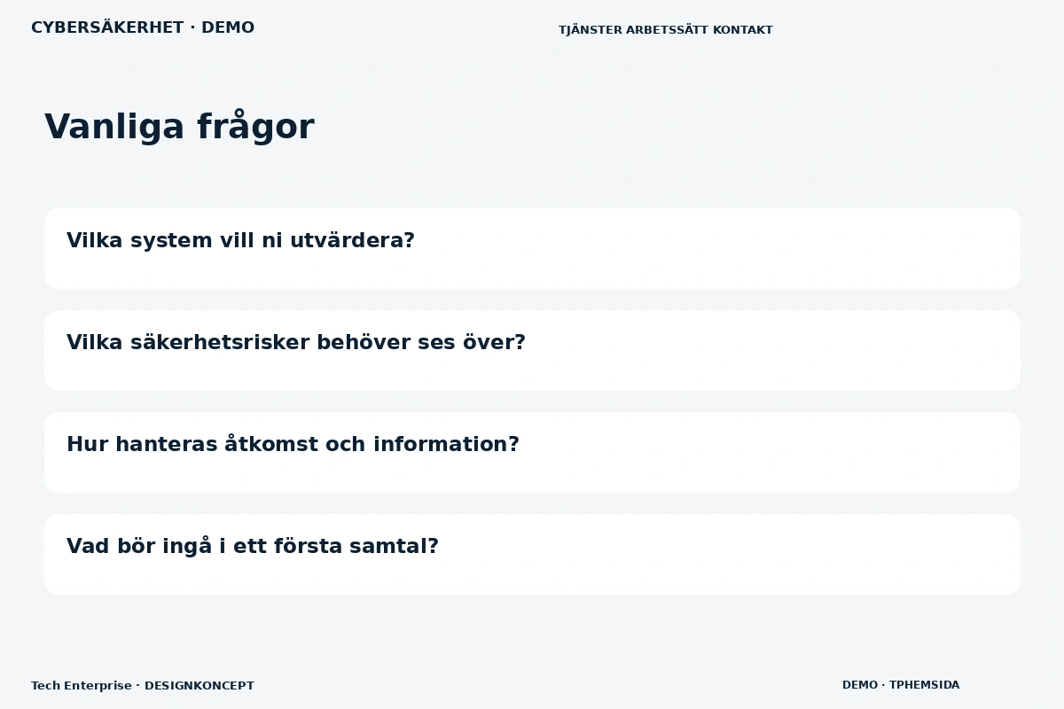 Tech Enterprise – Vanliga frågor för cybersäkerhet