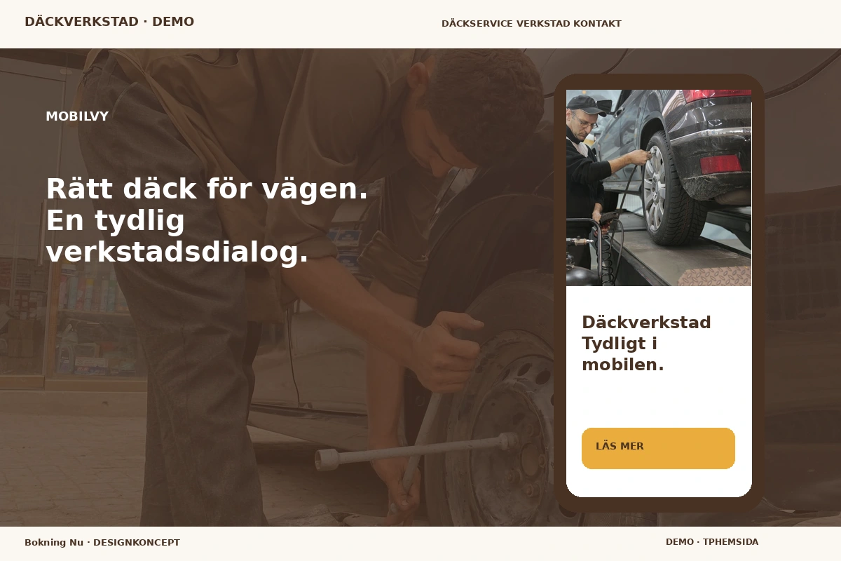 Bokning Nu – Mobilvy för däckverkstad