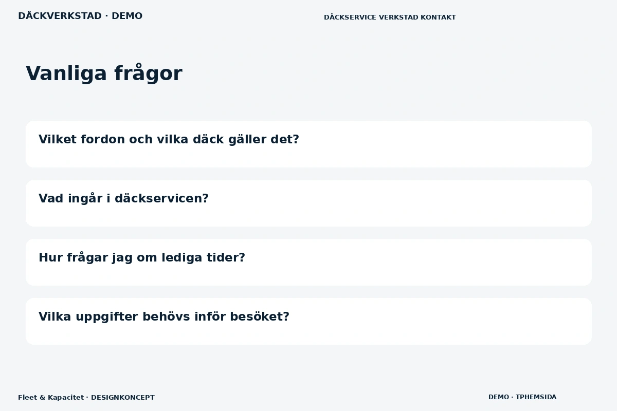 Fleet & Kapacitet – Vanliga frågor för däckverkstad