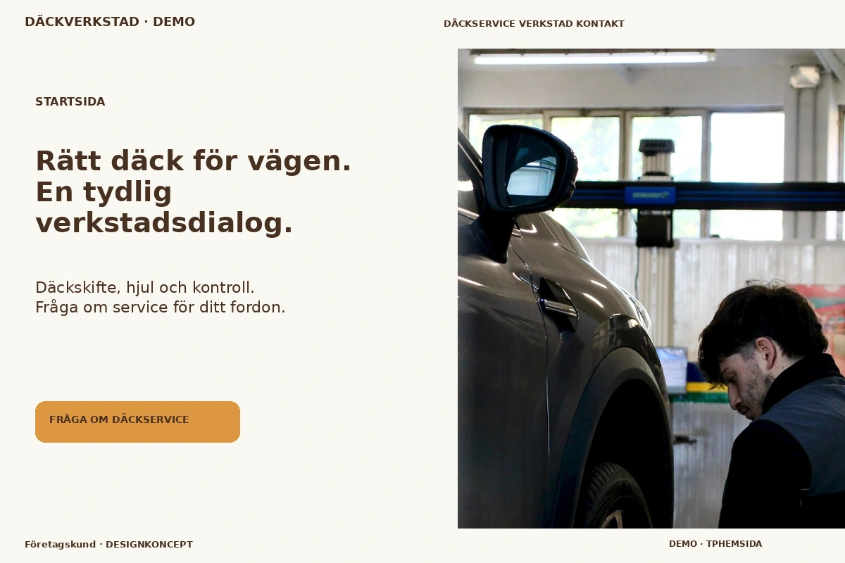 Företagskund – Startsida för däckverkstad